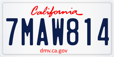 CA license plate 7MAW814