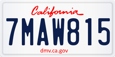 CA license plate 7MAW815