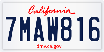 CA license plate 7MAW816