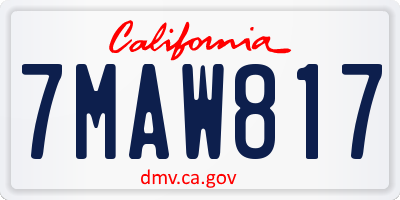 CA license plate 7MAW817