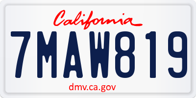 CA license plate 7MAW819