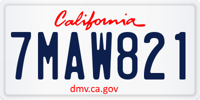 CA license plate 7MAW821