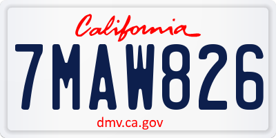 CA license plate 7MAW826