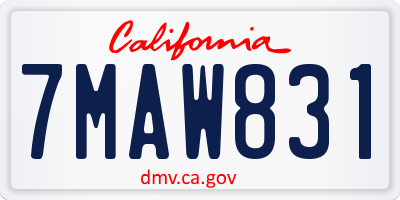 CA license plate 7MAW831