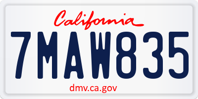 CA license plate 7MAW835