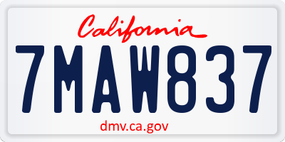 CA license plate 7MAW837