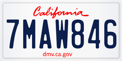 CA license plate 7MAW846