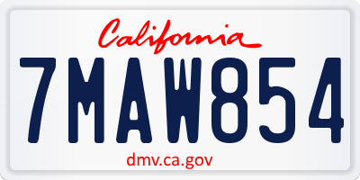 CA license plate 7MAW854