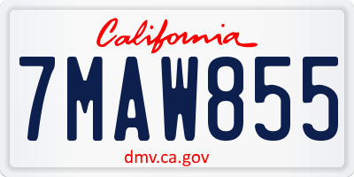 CA license plate 7MAW855