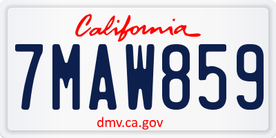 CA license plate 7MAW859