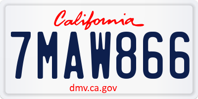 CA license plate 7MAW866