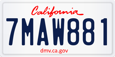 CA license plate 7MAW881