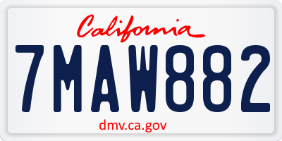 CA license plate 7MAW882