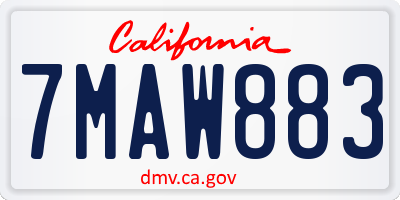 CA license plate 7MAW883