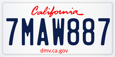 CA license plate 7MAW887