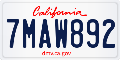 CA license plate 7MAW892