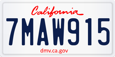 CA license plate 7MAW915