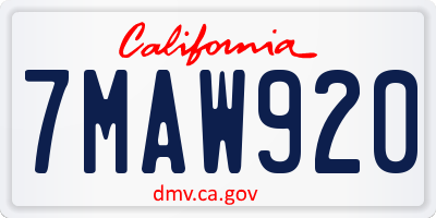 CA license plate 7MAW920