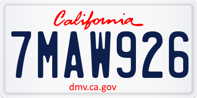 CA license plate 7MAW926