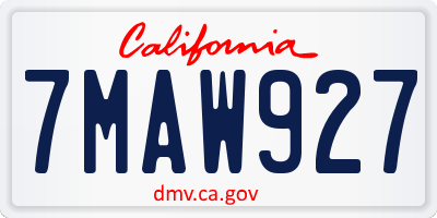 CA license plate 7MAW927