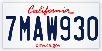CA license plate 7MAW930