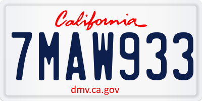 CA license plate 7MAW933