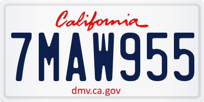 CA license plate 7MAW955