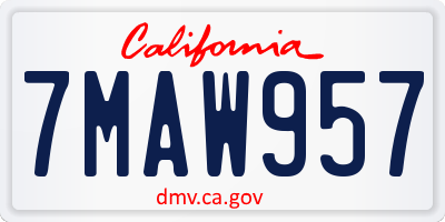 CA license plate 7MAW957