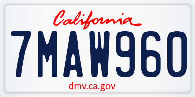 CA license plate 7MAW960