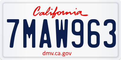 CA license plate 7MAW963