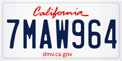 CA license plate 7MAW964