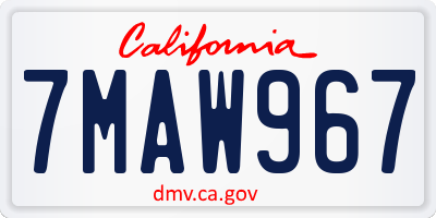 CA license plate 7MAW967