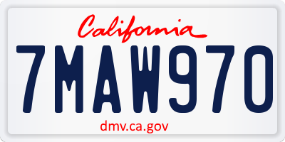 CA license plate 7MAW970