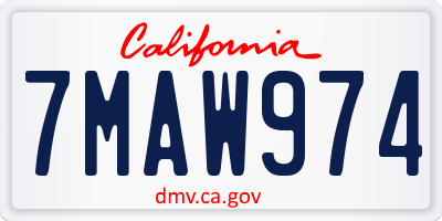 CA license plate 7MAW974