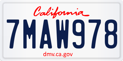 CA license plate 7MAW978