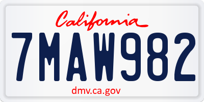 CA license plate 7MAW982