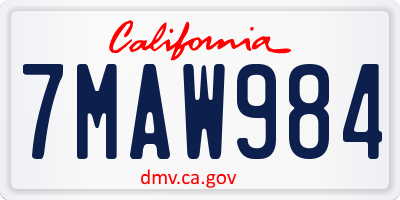 CA license plate 7MAW984