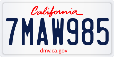 CA license plate 7MAW985