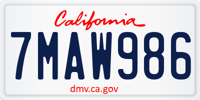 CA license plate 7MAW986