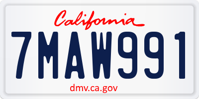 CA license plate 7MAW991