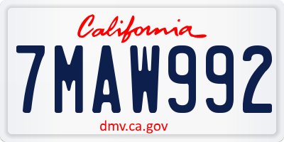 CA license plate 7MAW992