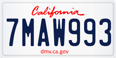 CA license plate 7MAW993