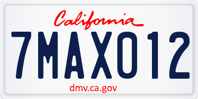 CA license plate 7MAX012