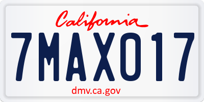 CA license plate 7MAX017