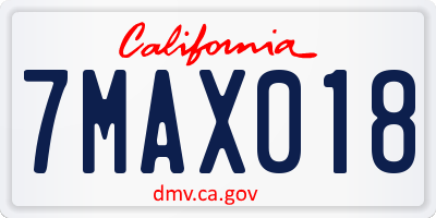 CA license plate 7MAX018