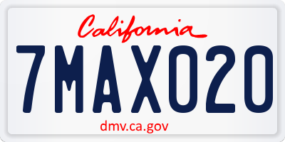 CA license plate 7MAX020