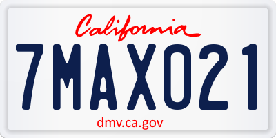 CA license plate 7MAX021