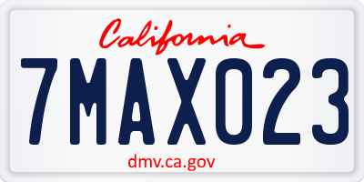 CA license plate 7MAX023