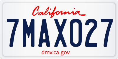 CA license plate 7MAX027