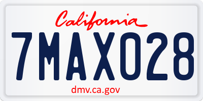 CA license plate 7MAX028